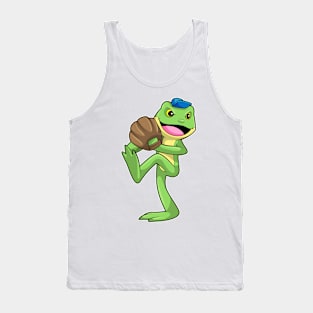 Frog at Baseball with Gloves Tank Top